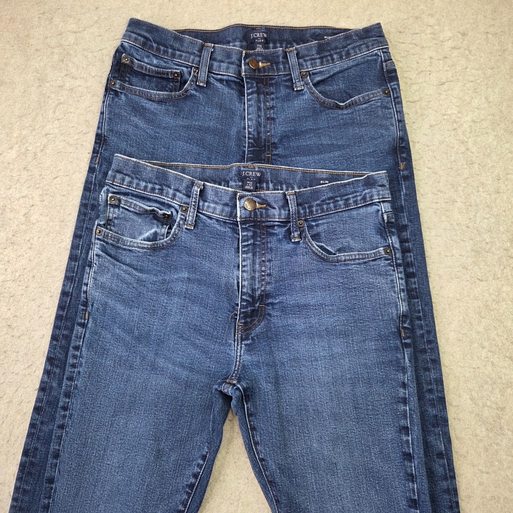 Lot of 2 J Crew Jeans Mens 32x32 Blue Slim Fit Stretch Denim